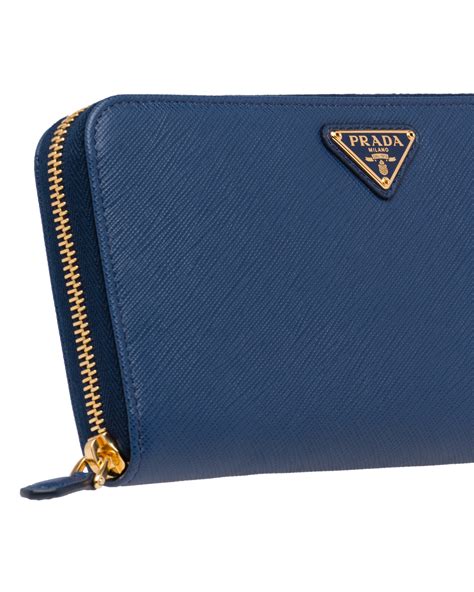 prada saffiano bluette wallet zip all the way round|authentic Prada saffiano leather wallet.